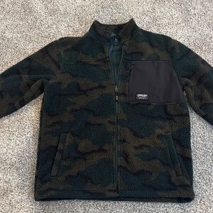 Oakley Green and Black Camo Fleece Jacket